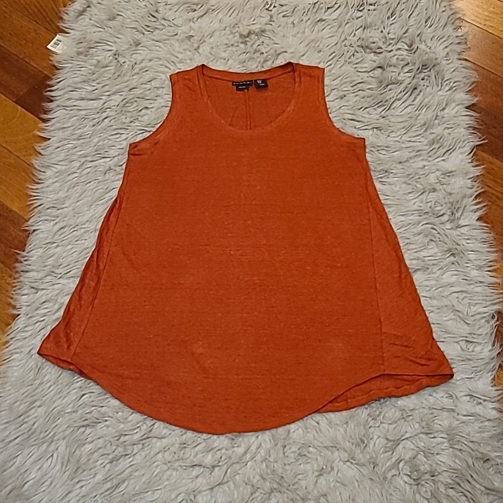 Tahari womens‎ dark orange linen flowy tank top size medium